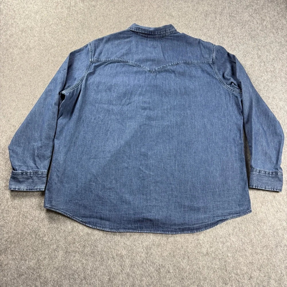 Levis Denim Shirt Mens Size 3XL Blue Pearl Snap Cowboy Western Standard Fit